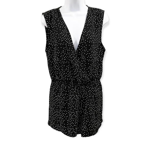 Seek the Label Polka Dot Deep V Neck Romper Black and White LF Size Medium - Picture 1 of 10